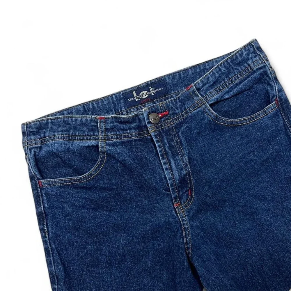 Vintage‎ L.E.I. Y2K Denim Shorts Jorts 7 Dark Wash Long Shorts